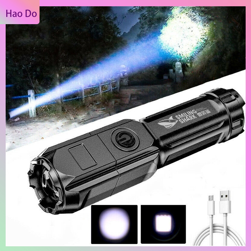 Đèn Pin LED Phóng To Mạnh, Đèn pin USB Đường Dài Siêu Sáng Công Suất Cao sạc kho báu ngoài trời siêu sáng xách tay đèn pin,Đèn pin ngoài trời