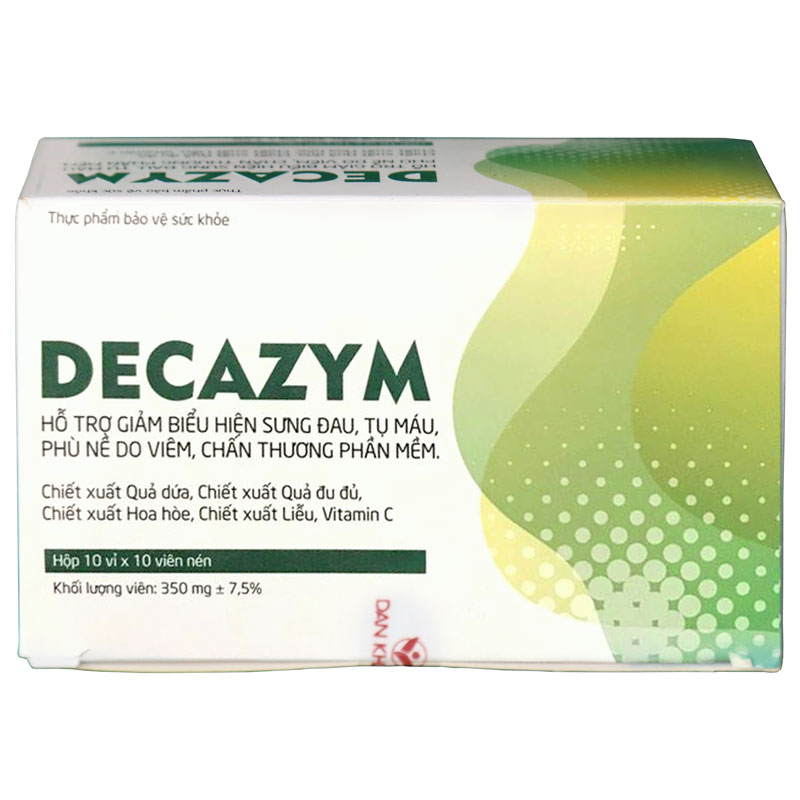 Viên uống Decazym, hỗ trợ giảm phù nề do viêm, giảm biểu hiện sưng đau