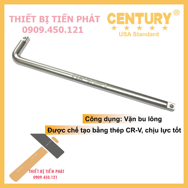 Cần tuýp l, cần cong l, cần tay vặn chữ l cao cấp thép crv dùng đầu tuýp 1/2'', 1/4'' , 3/4'' chính hãng top - century