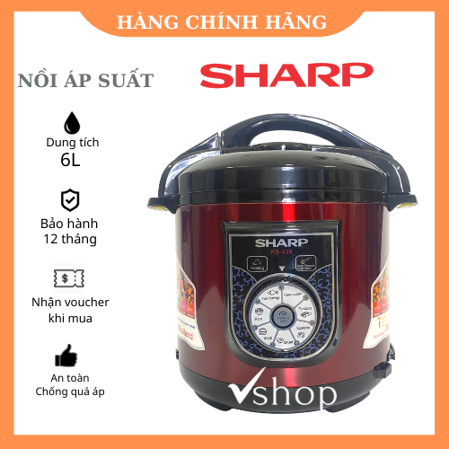 Nồi Áp Suất Đa Năng Sharp KS-180V/180S Lòng Nồi Chống Dính, Thiết Kế Vung Liền Chắc Chắn, Nấu Nhiều Món Ngon, BH 12 Tháng