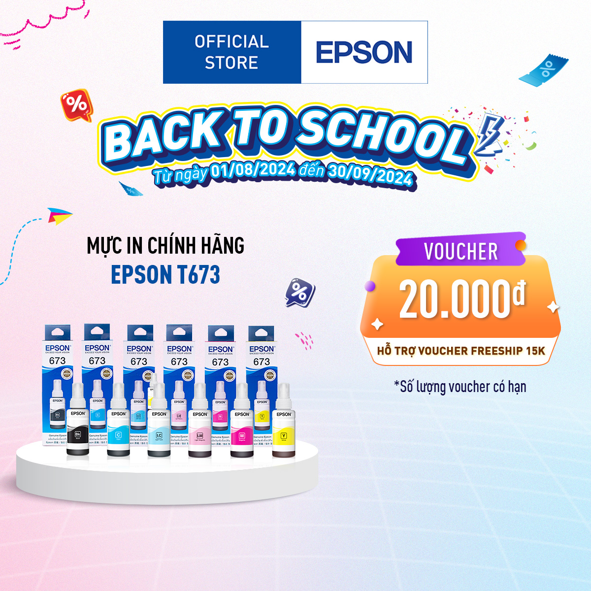 Mực in màu chính hãng Epson T673 dùng cho máy L805/L850/L1800 cung cấp giải pháp in chất lượng cao rõ nét