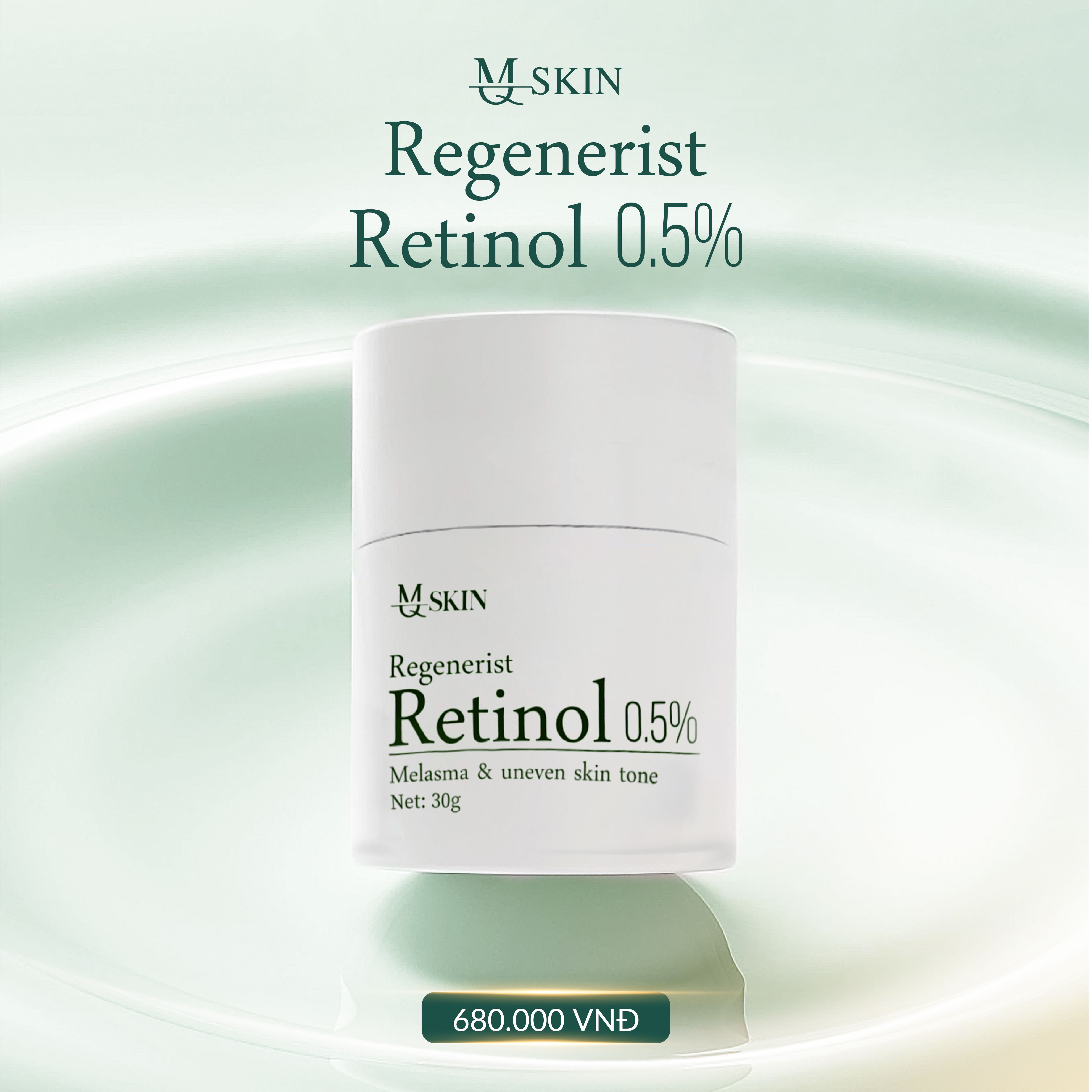 Kem tái tạo da mq skin regenerist retinol 0.5% ngăn ngừa mụn, dưỡng trắng da làm mờ thâm nám lọ 30g