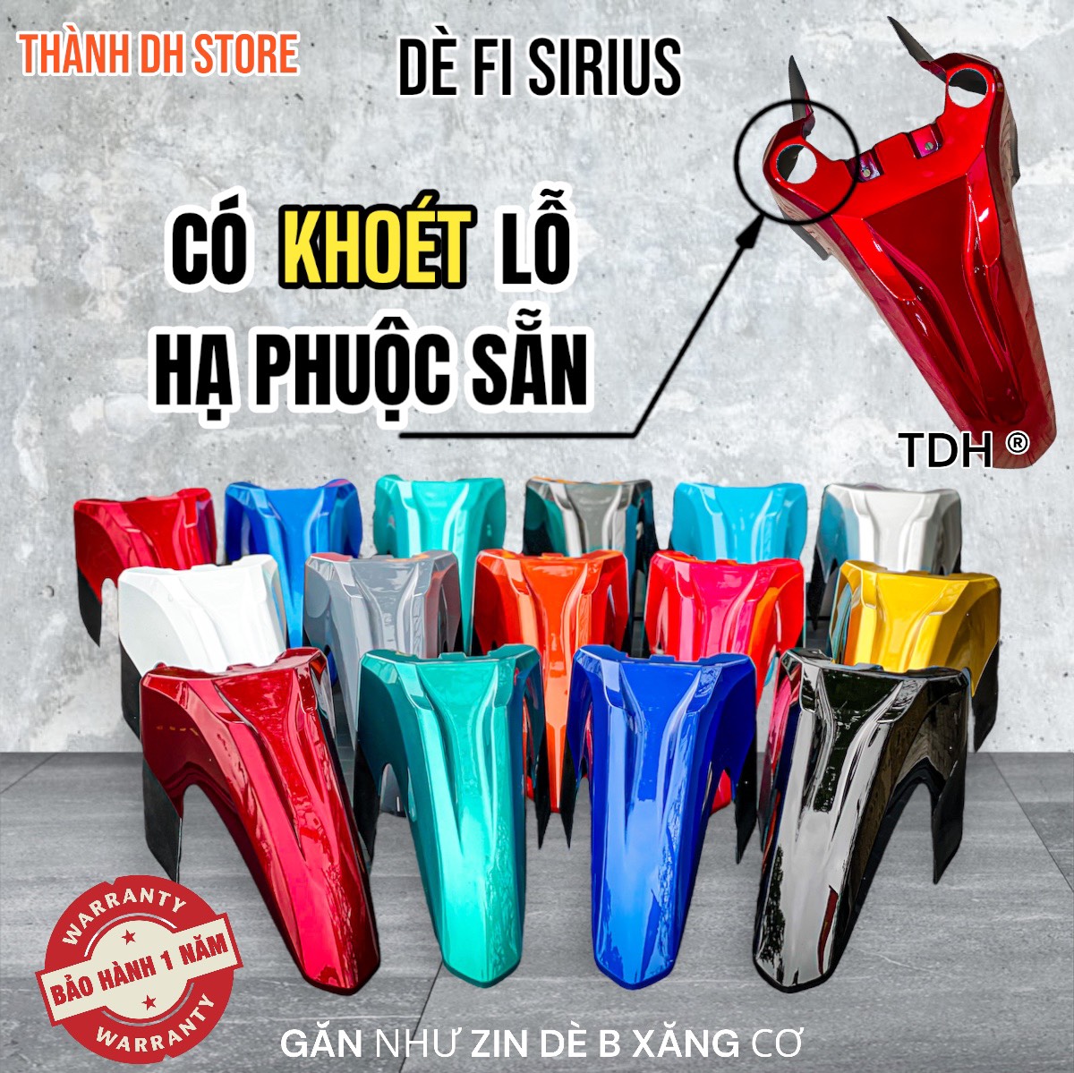 Dè Fi Sirius TDH (Dùng dè B xăng cơ) Khoét Sẵn
