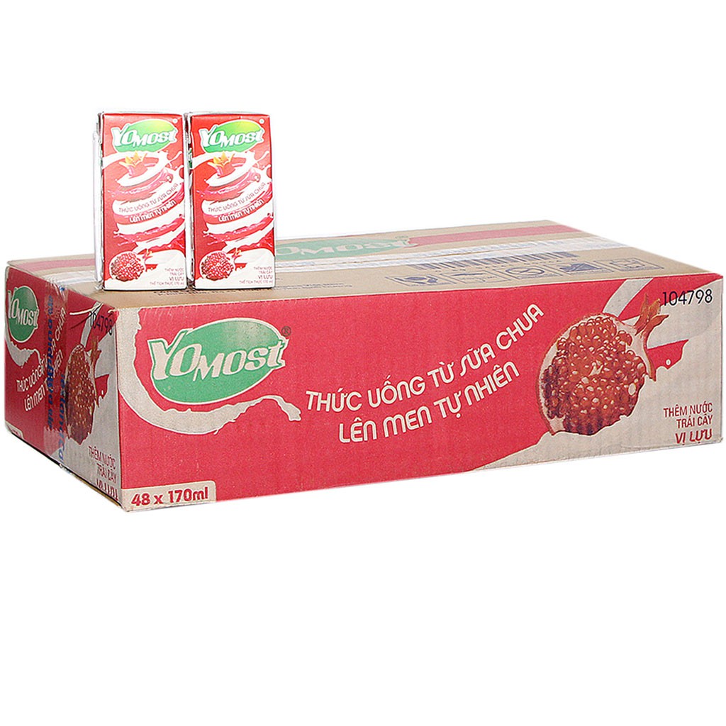 [HCM] 24 Hộp Sữa Chua Lên Men Tự Nhiên Yomost Vị Lựu (24x170ml)
