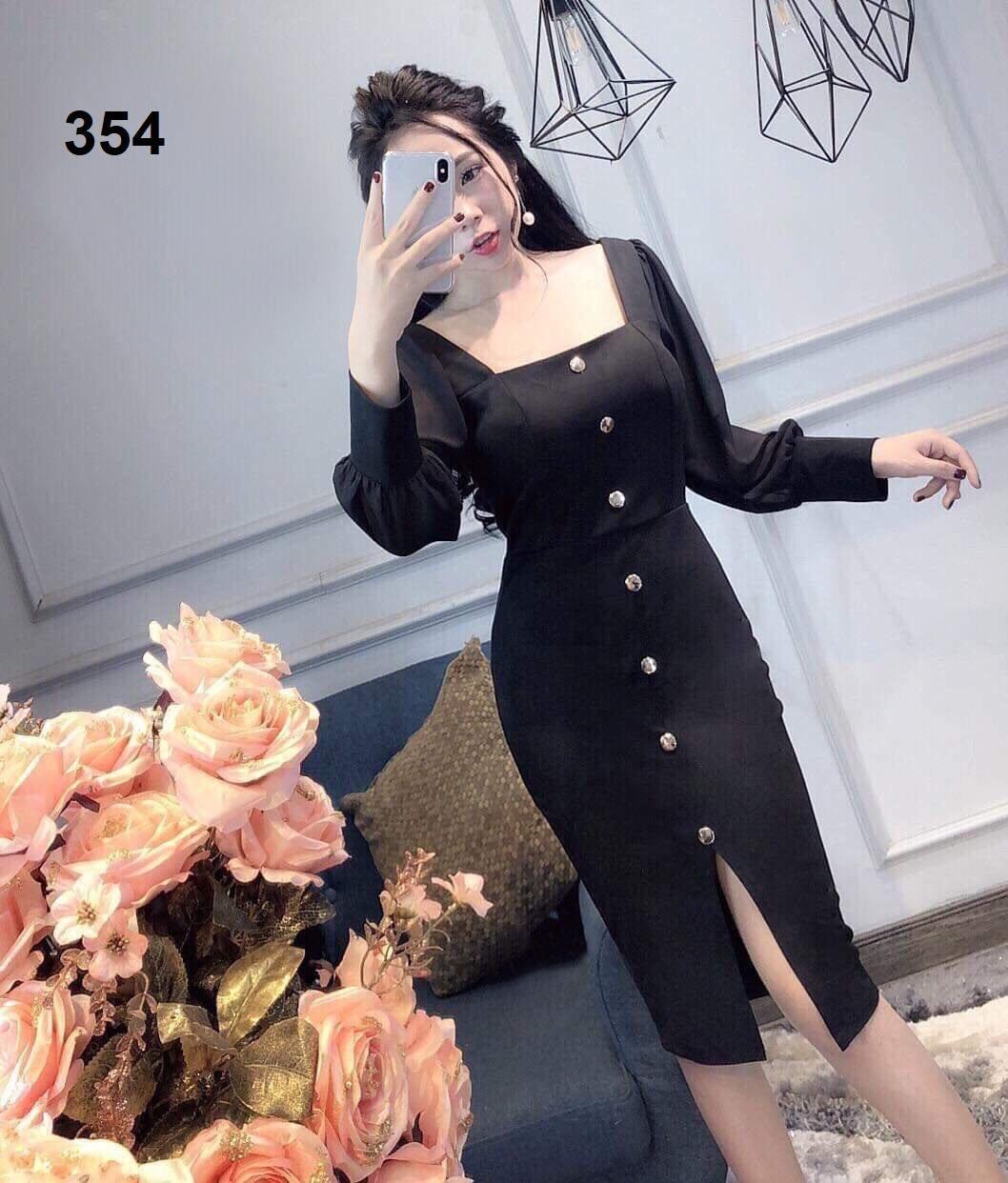 Đủ bigsize 40-70kg váy đầm dáng dài ôm body thun co dãn tay phối lưới cổ chữ u vuông xẻ tà công sở sexy đẹp rẻ trẻ trung