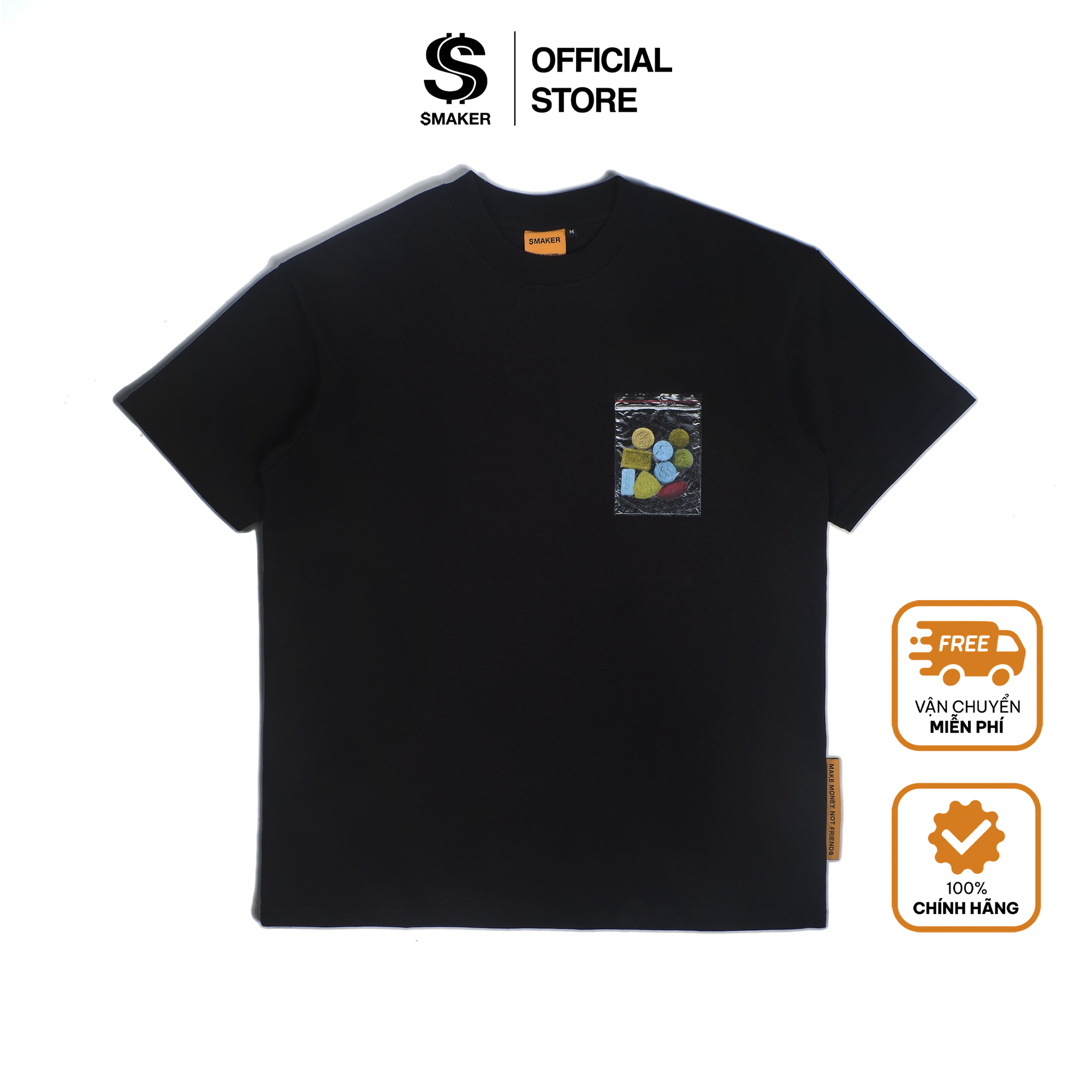 Áo thun 100% cotton hình kẹo - xtc tee in black