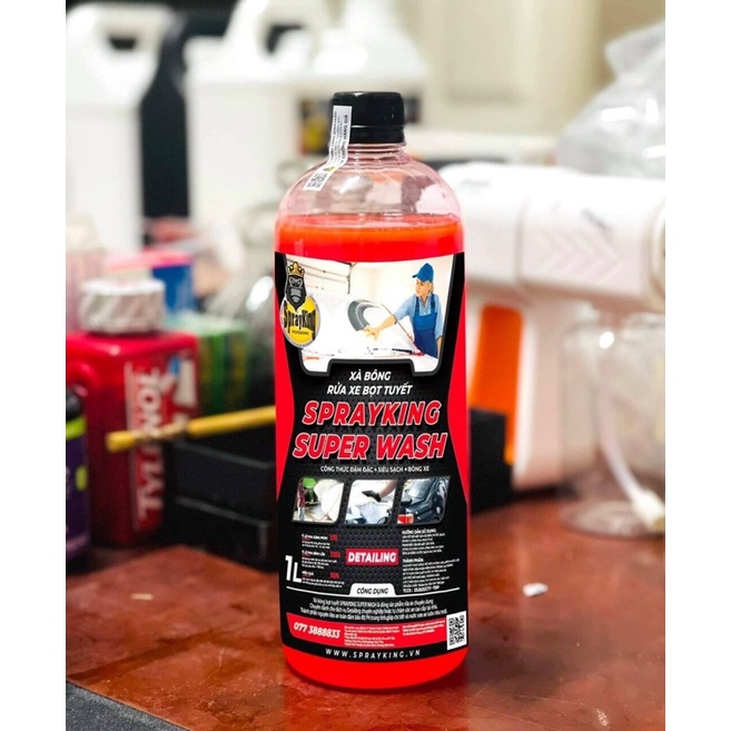 Nước rửa xe xà bông rửa xe Sprayking Super wash chai 1L