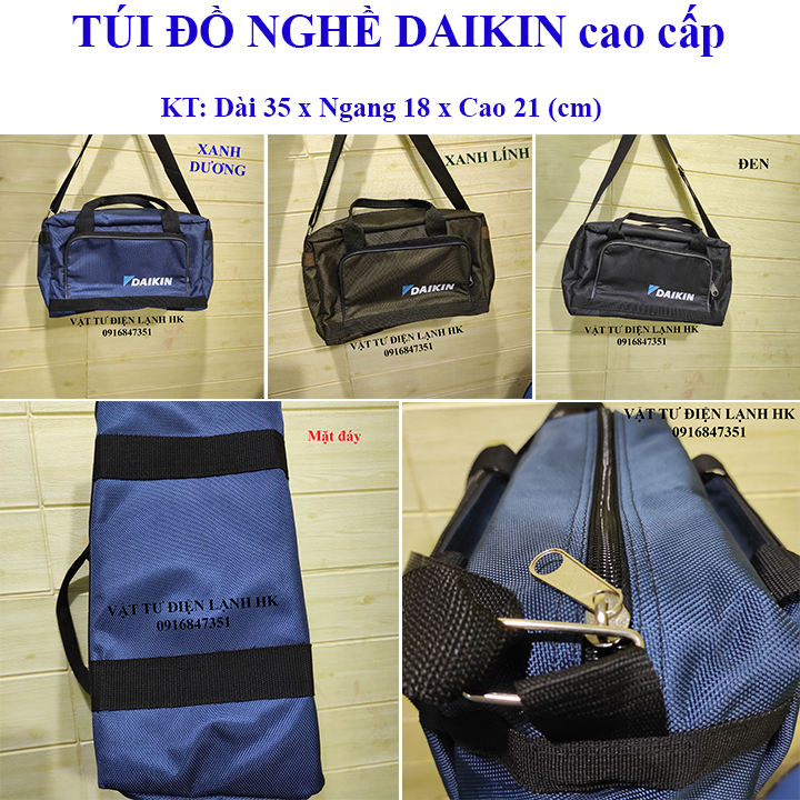 Túi đựng đồ nghề 3 ngăn - Túi đồ nghề ngang xanh dương - Xanh lá - Đen