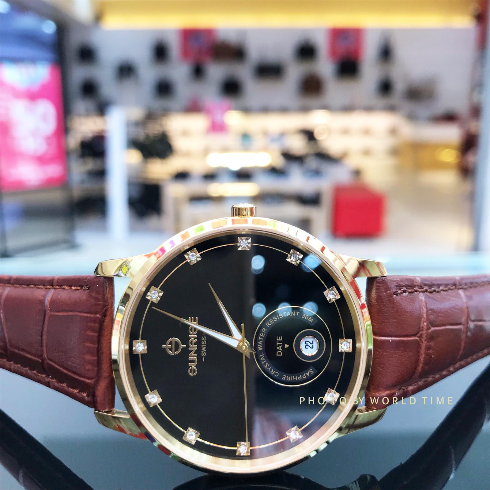 Đồng hồ Nam Sunrise 1138SA , Full hộp , thẻ bảo hành hãng , Sapphire chống xước , chống nước , dây da