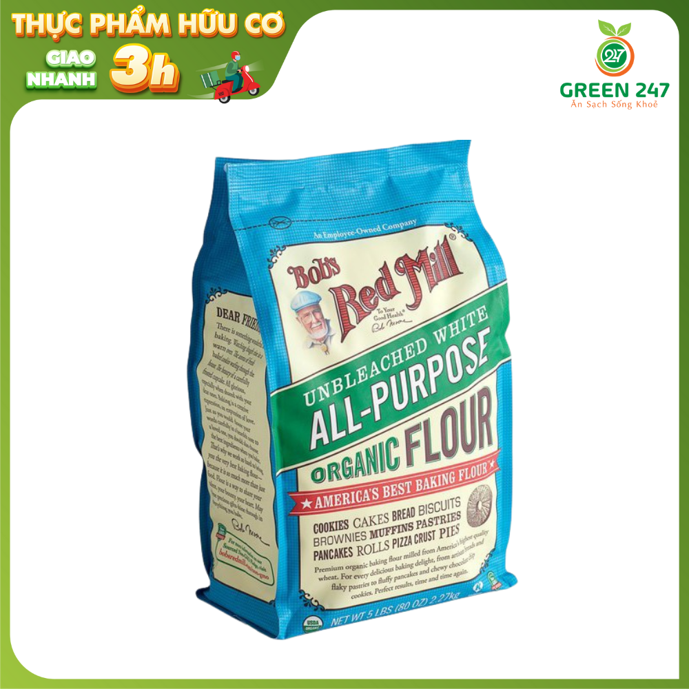 Bột mì đa dụng hữu cơ bob's red mill green247 2.27kg pvn759 chính hãng