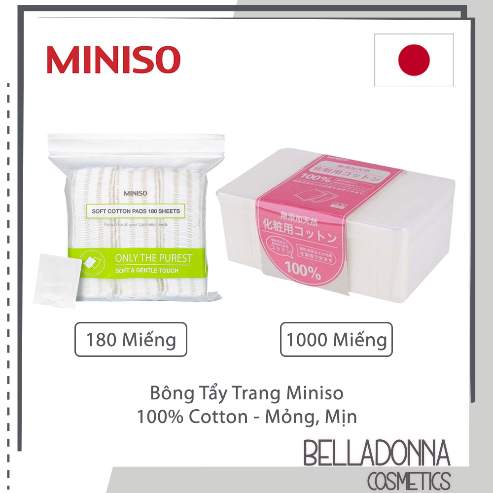 Bông tẩy trang miniso 100% cotton mỏng mịn