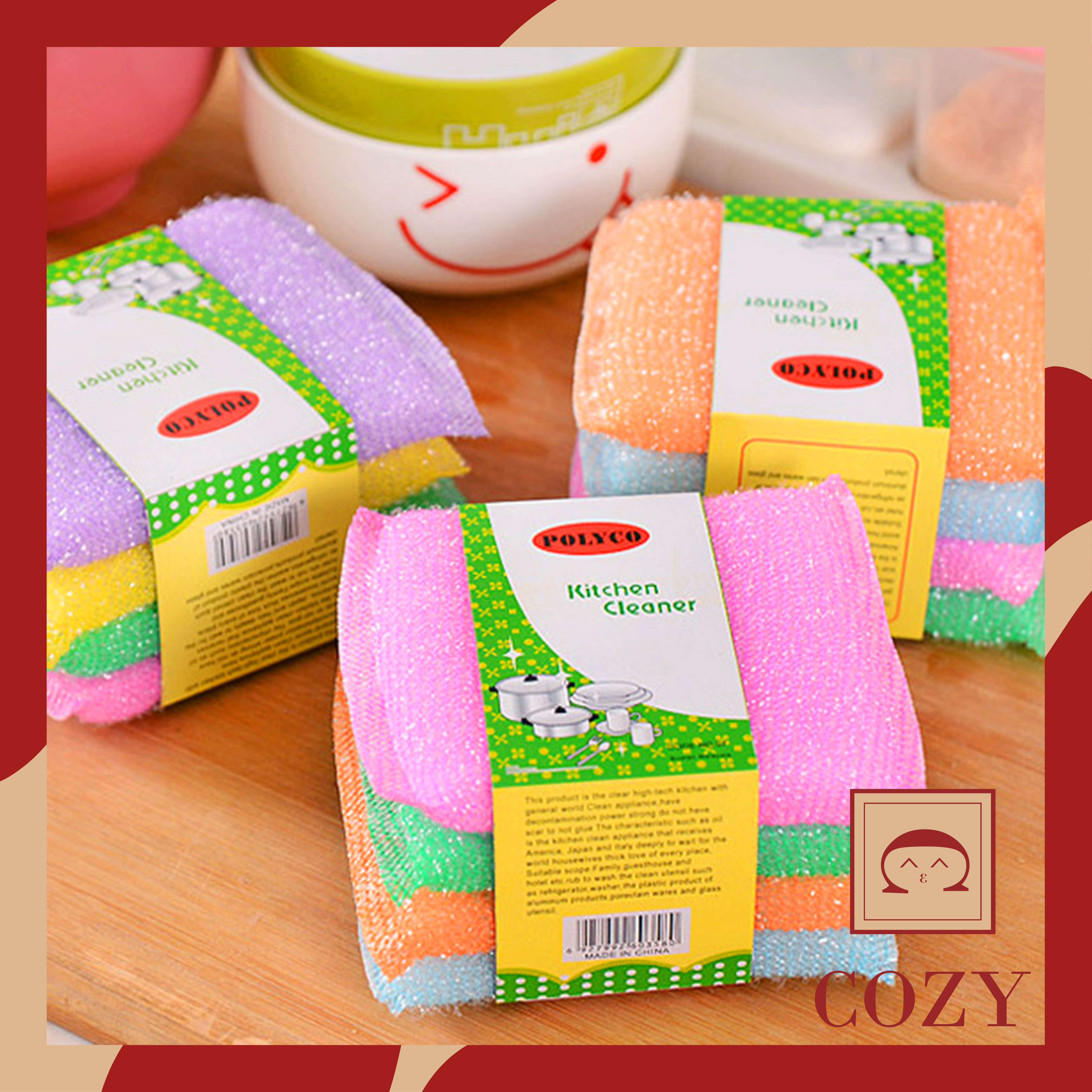 Miếng rửa chén bát nhà bếp, Miếng bọt biển cọ nồi tạo bọt Cozy Style