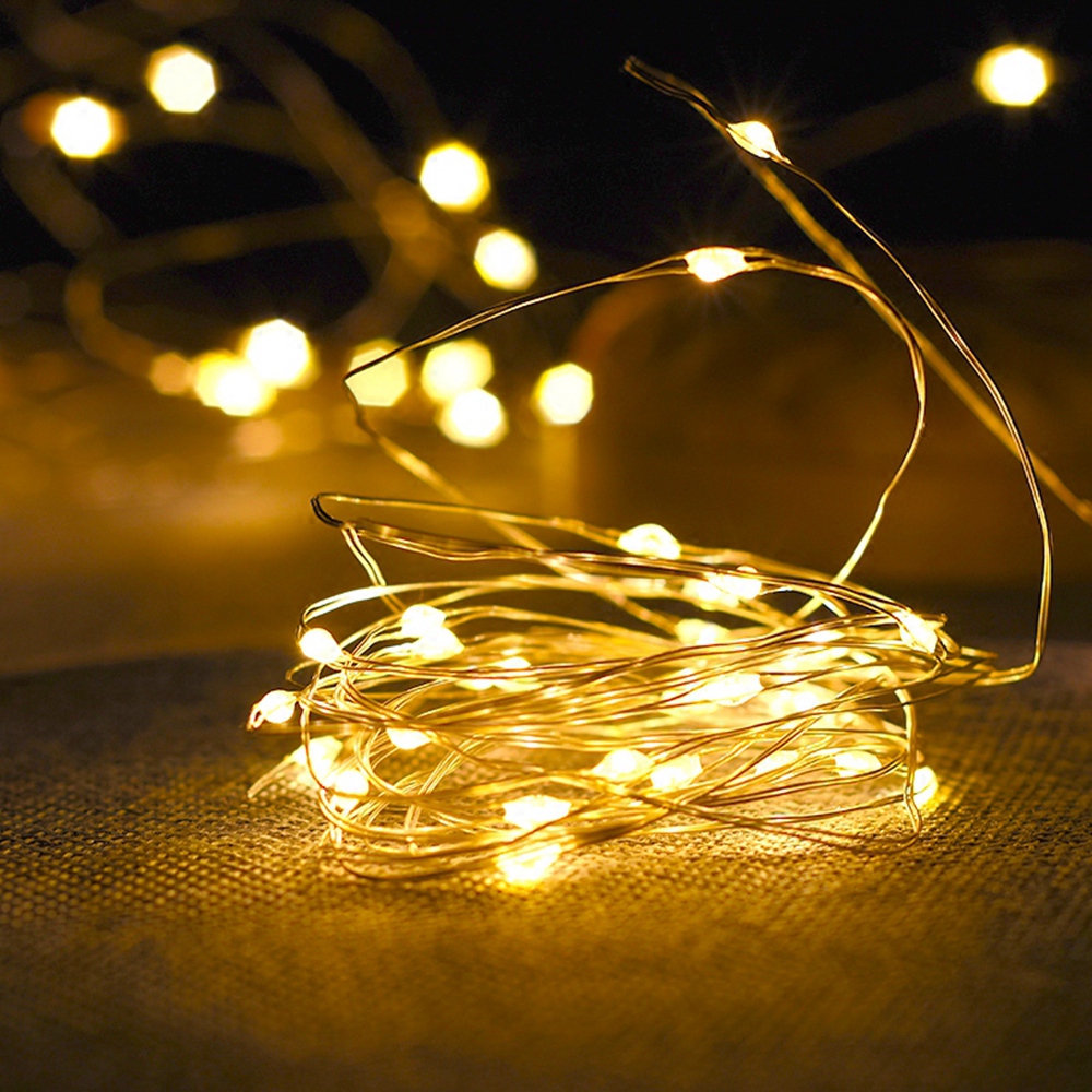 Đèn Thần Tiên Đèn Dây LED Dây Đồng Vòng Hoa Giáng Sinh Dùng Pin Trang Trí