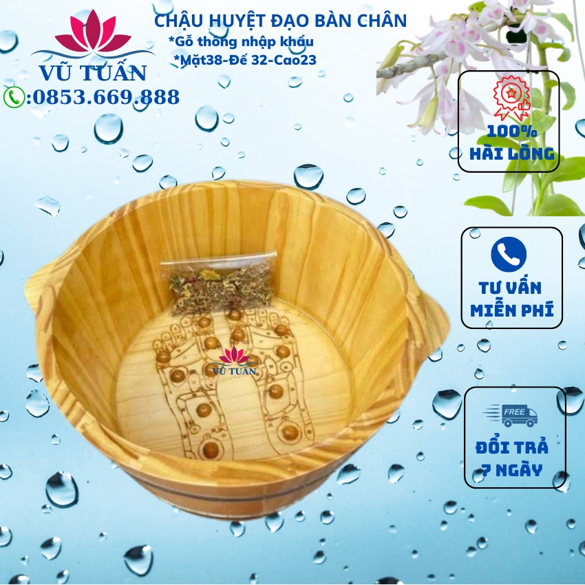 Chậu gỗ ngâm chân, bồn gỗ ngâm chân, chậu gỗ ngâm chân massage huyệt đạo hình bàn chân