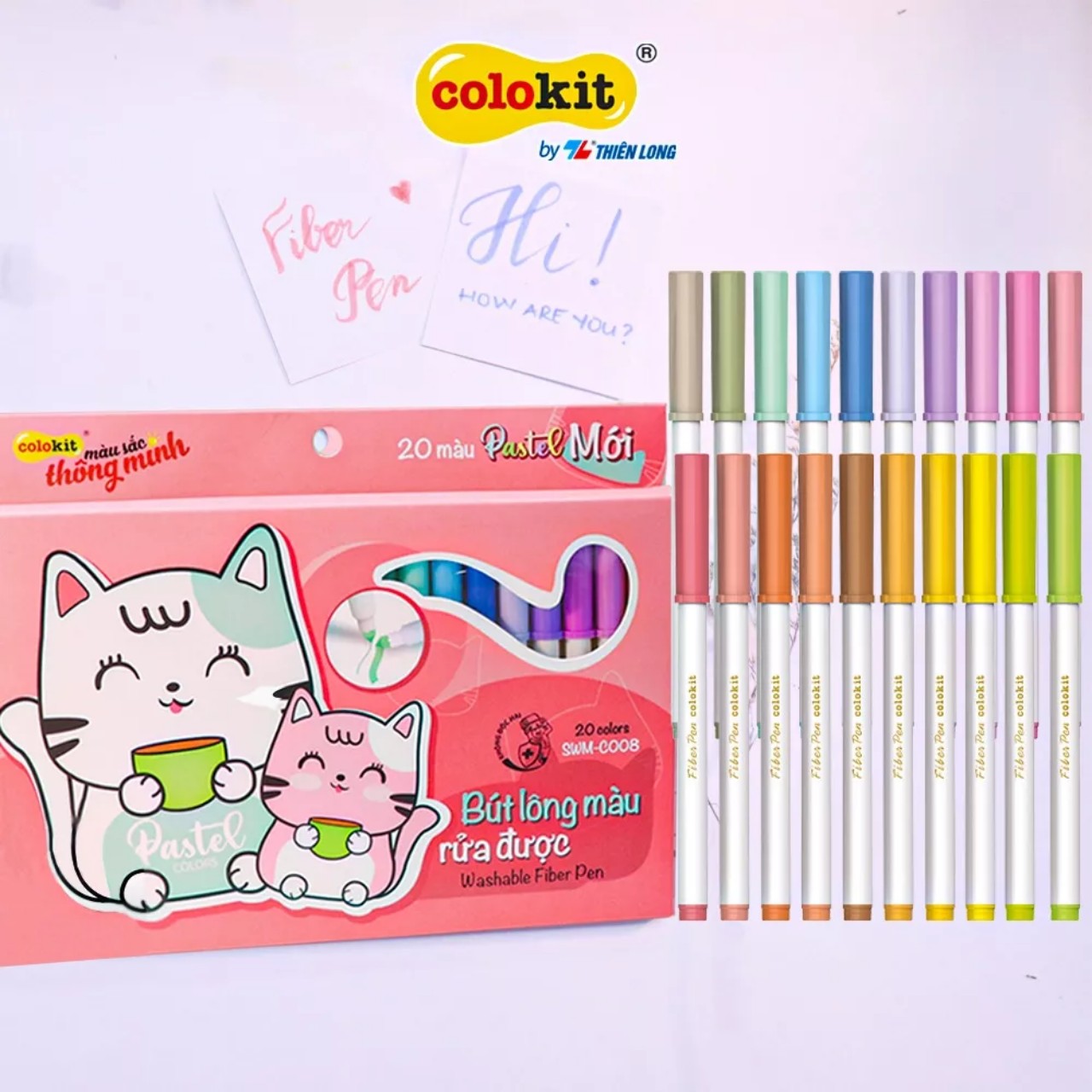 Bút lông Colokit 20 màu Pastel SWM-C008 - Washable Fiber Pen
