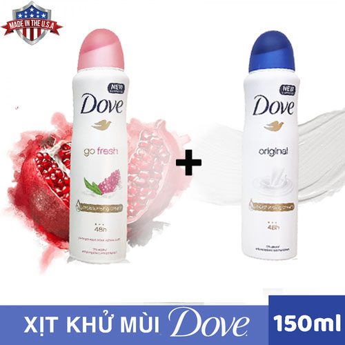 2 Chai Xịt khử mùi Dove nhập khẩu từ Mỹ 150ml
