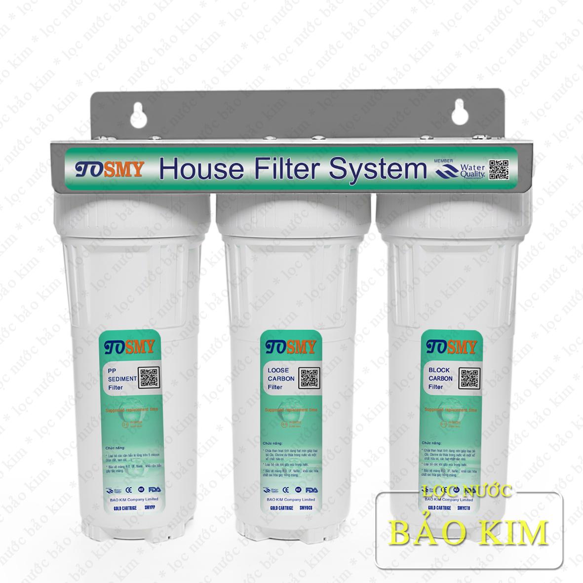 Bộ 3 lọc nước sạch 10 inch tiêu chuẩn smy 2 gioăng phi 21