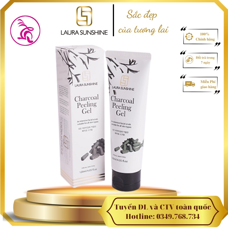 Gel tẩy da chết chiết xuất than hoạt tính Laura Sunshine Charcoal Peeling Gel 120ml