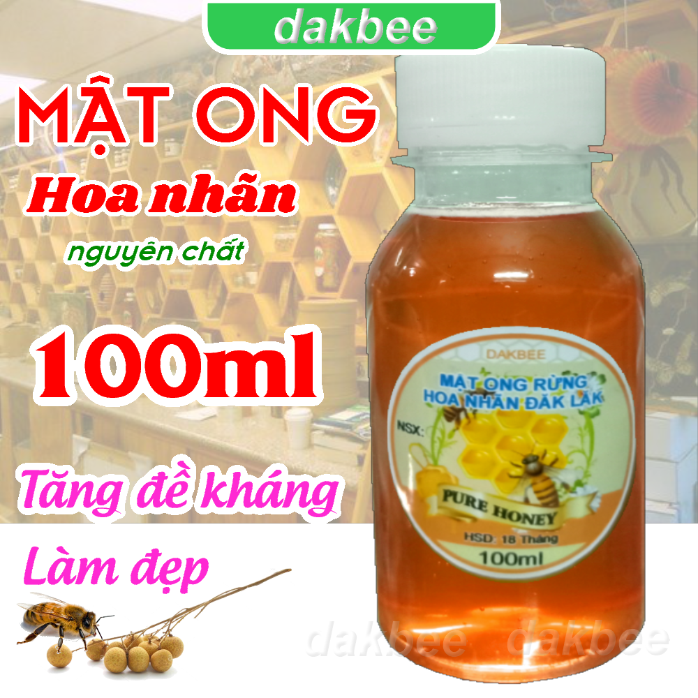 Mật ong rừng hoa Nhãn - hỗ trợ giảm đau dạ dày - [100ml] - giảm ho, khàn tiếng, tăng cường đề kháng - dakbee
