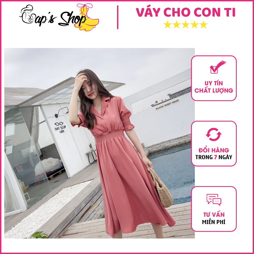 Váy cho con bú, cổ bẻ, kiểu dáng trẻ trung, thon gọn