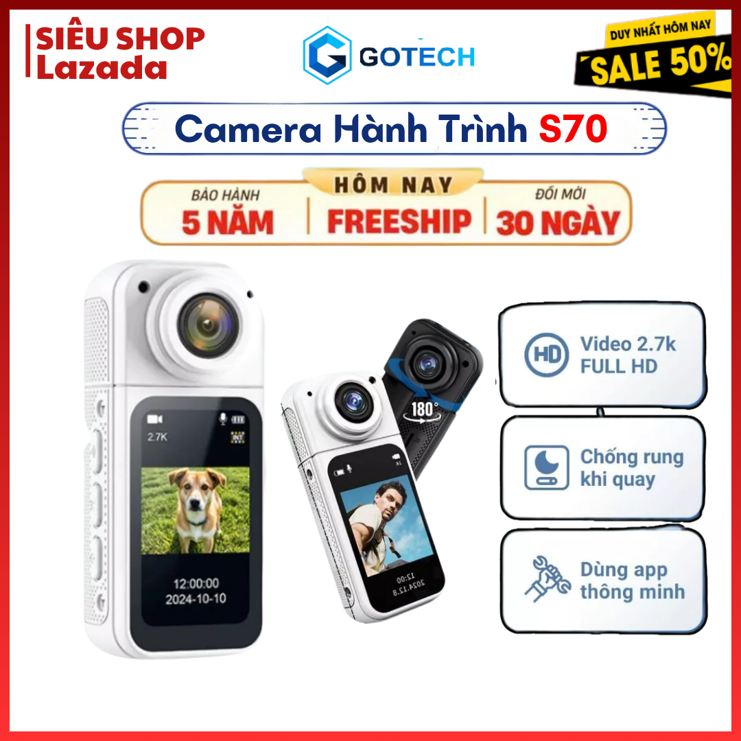 Camera hành trình mini Camera thể thao S70 Máy quay phim cầm tay gopro có màn hình HD sắc nét