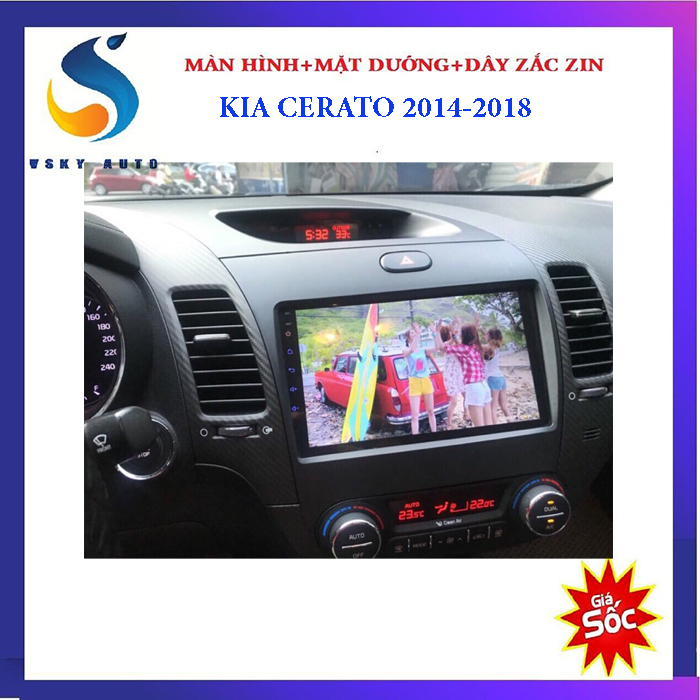 [HỖ TRỢ LẮP ĐẶT Ở HÀ NỘI] Màn hình ô tô cho xe KIA CERATO 2014-2018, nghe đài FM đa kênh, 2 cổng USB 4.0 - phụ kiện ô tô cao cấp, man hinh android cho oto