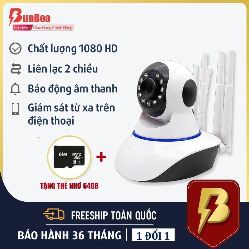 [BẢO HÀNH 36 THÁNG] Camera IP WIFI YCC365 BUNBEA 3 Râu Full HD 1080p Không Dây Phiên Bản Mới Nhất 2020 siêu nét có ghi âm có báo động TẶNG THẺ NHỚ 64GB
