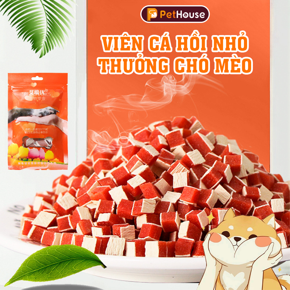 Bánh thưởng viên cá hồi cho chó mèo