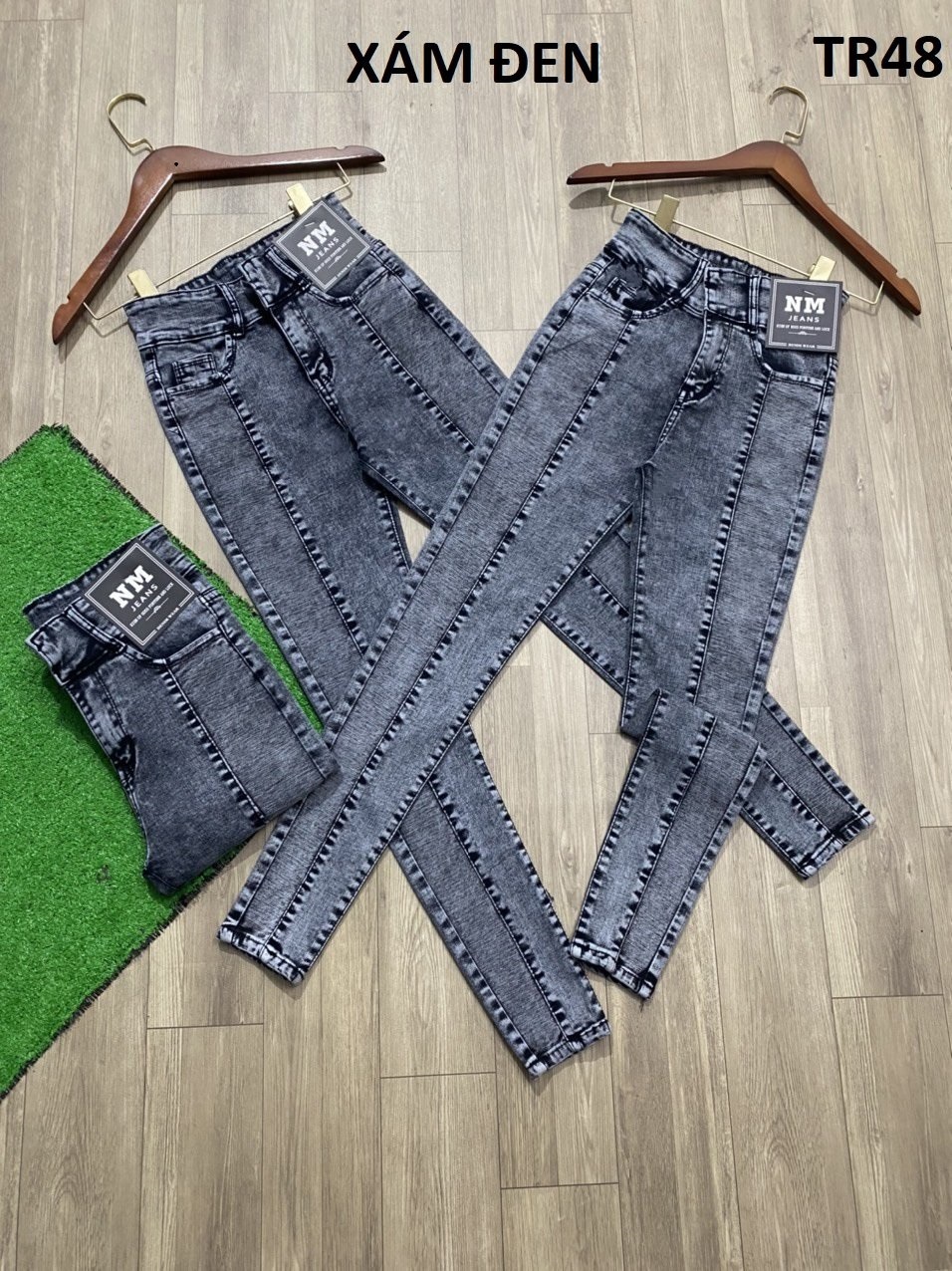 [HCM]Quần jean nữ ghép thân xám TR48 co giãn tốt