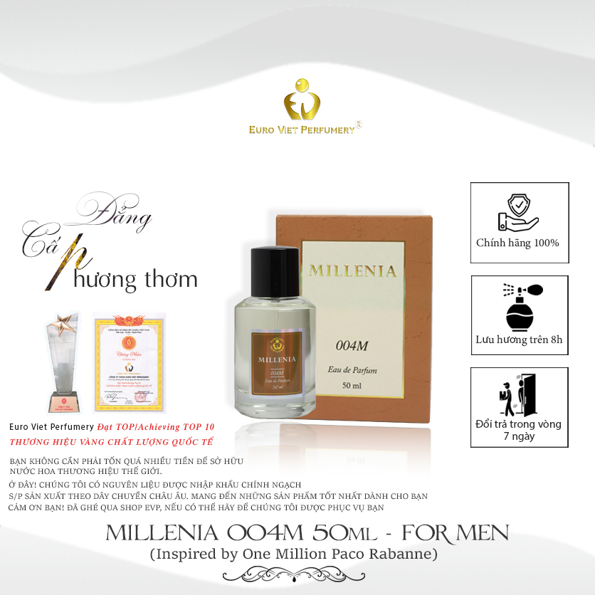 Nước Hoa Nam MILLENIA 004M: Nguồn gốc hương Từ One Million Paco Rabanne.