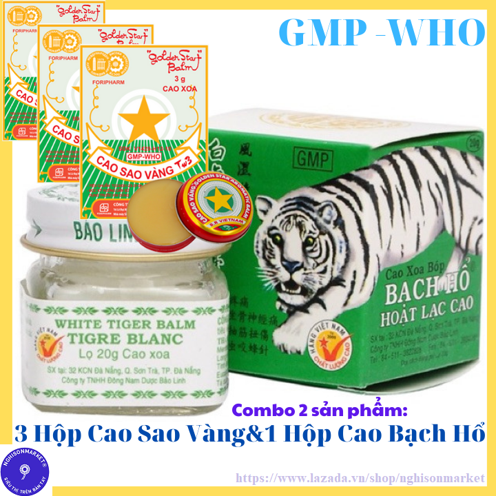 Combo 3 hộp Cao Sao Vàng và 1 hộp Cao Bạch Hổ