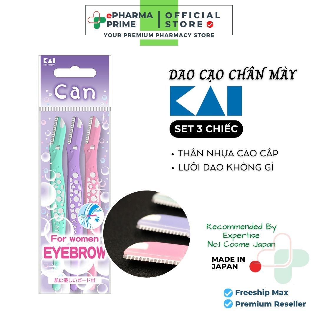 Dao cạo lông mày kai can dạng lưỡi đơn cao cấp set 3 cái