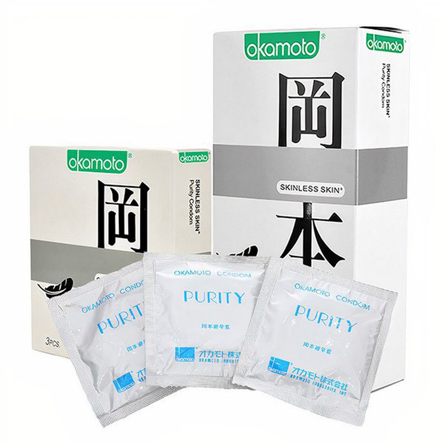 Bao Cao Su Siêu Mỏng Tinh Khiết Okamoto Purity Skinless Nhật Bản (Hộp 10C, hộp 3C) Chính Hãng