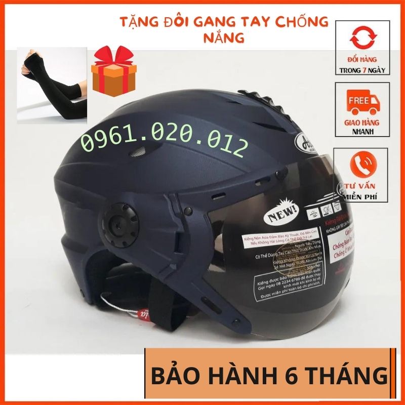 Nón bảo hiểm, mũ bảo hiểm nửa đầu Sundy dáng gù, nón bảo hiểm xe điện xe máy, kính chống xước chống UV vòng đầu 56-60 cm AKycare