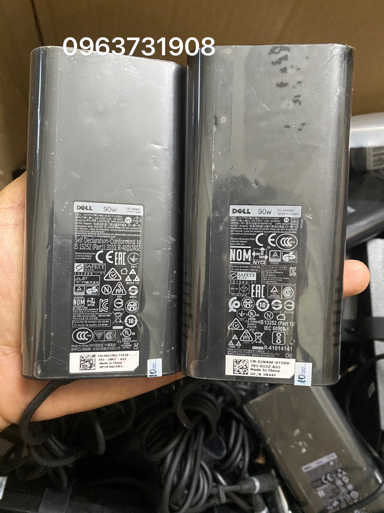 Bộ sạc laptop dell oval 90w 19.5v-4.62a zin bóc máy dell