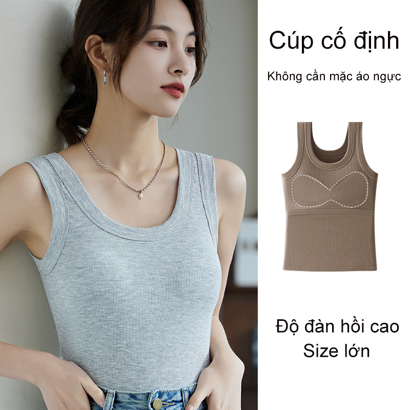 Áo yếm cố định Modal dành cho nữ cúp ngực tất cả trong một không có đáy áo không tay phong cách mới mùa xuân hè 