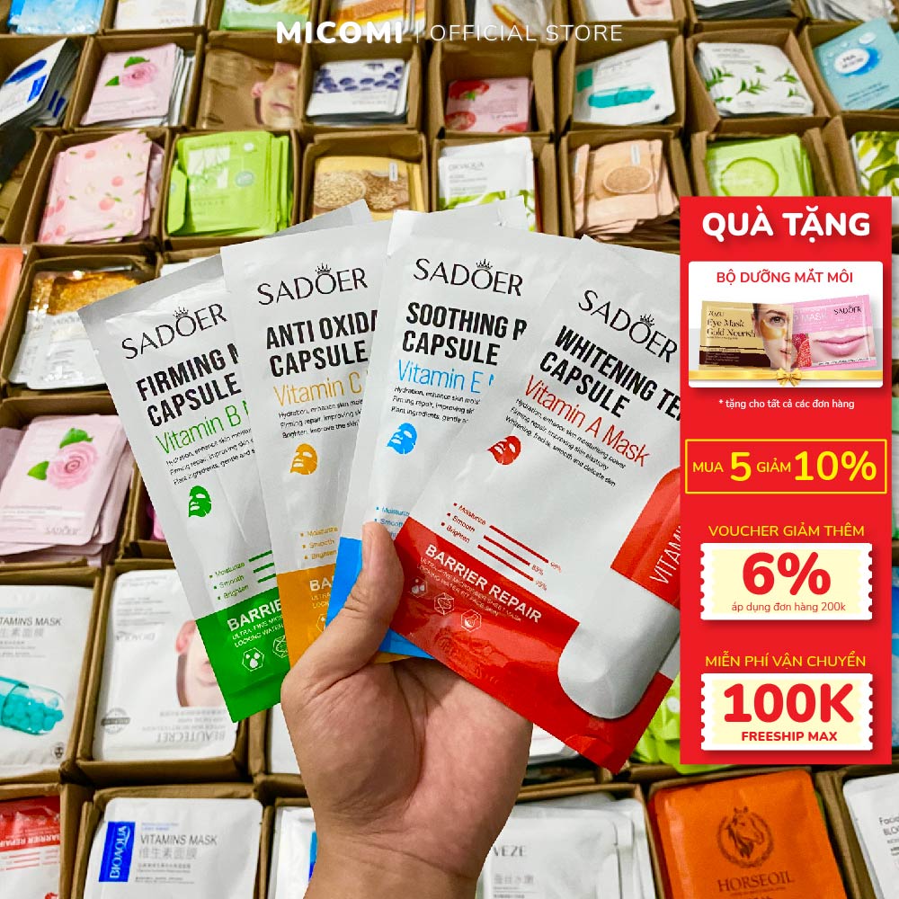 COMBO 30 Mặt Nạ Giấy Dưỡng Da Mix Đầy Đủ Trắng Da Giảm Mụn Cấp Ẩm Mask Đắp Mặt Thải Độc Và Trẻ Hóa Da Trái Cây Vitamin Serum Nội Địa Trung MICOMI Cosmetics