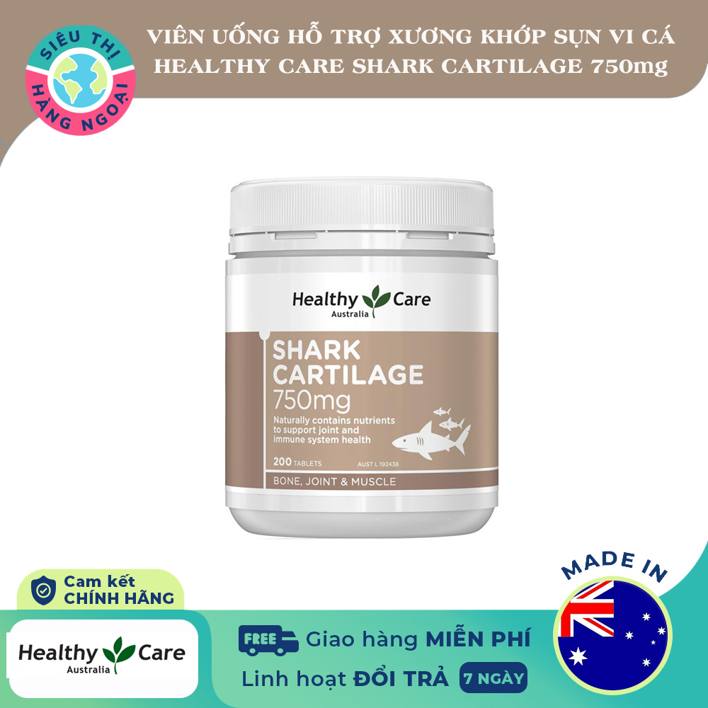 [HCM]Viên sụn cá mập 750mg Healthy Care Shark Cartilage 750mg [Hỗ trợ cơ xương khớp] Hàng ÚC (được bán bởi Siêu Thị Hàng Ngoại)