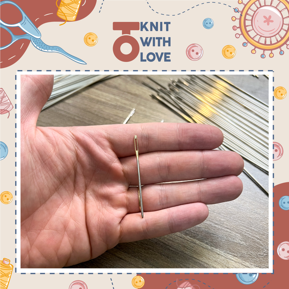 Kim khâu len bằng Inox không rỉ, trơn mượt, nhiều size, giúp khâu các sản phẩm đan móc từ len