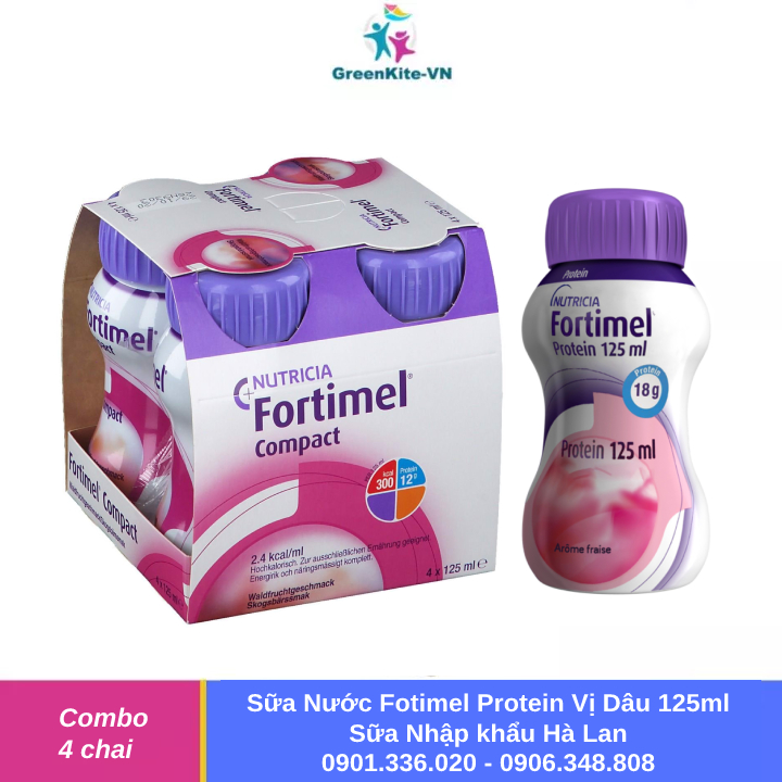 Sữa nước fortimel protein vị dâu 125ml - nhập khẩu hà lan