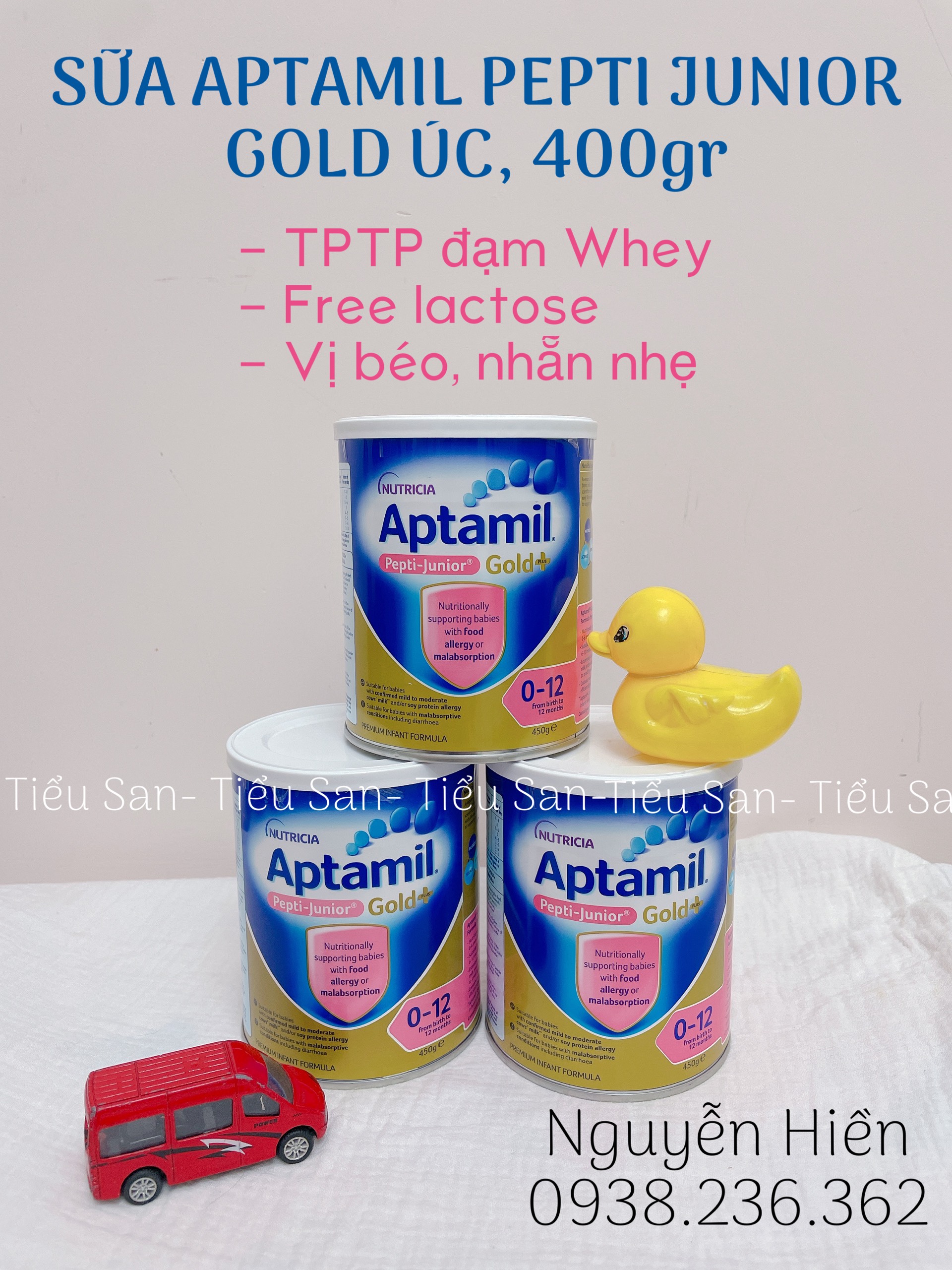 Sữa aptamil pepti junior gold cho bé dị ứng đạm bò, bdn, xuất xứ úc,450gr