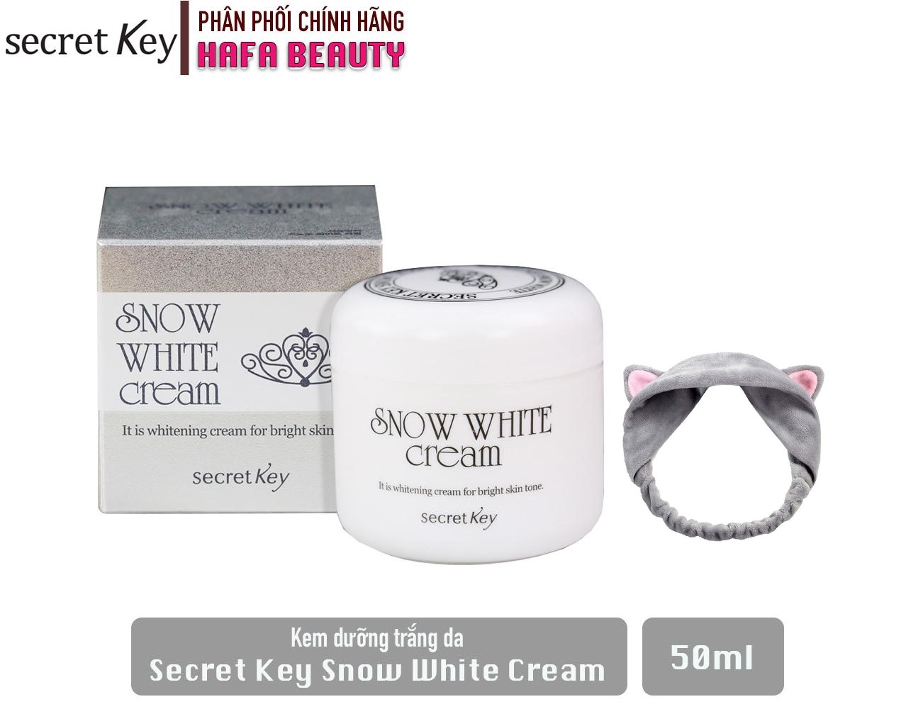 Kem dưỡng trắng da đa năng 4 trong 1 Secret Key Snow White Cream 50g + Tặng kèm 1 băng đô tai mào xinh xắn ( màu ngẫu nhiên)