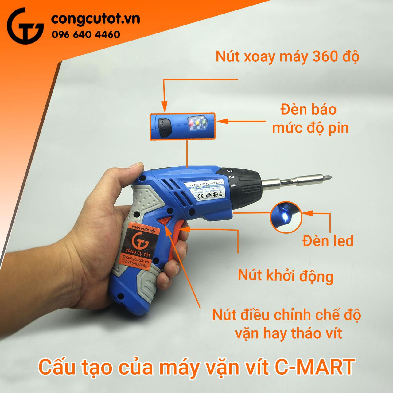 Máy vặn vít pin 4v c-mart w0024