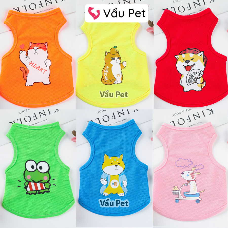 Áo cho chó mèo thun ba lỗ mùa hè - Quần áo cho chó poodle, con, lớn, mèo, thú cưng Vẩu Pet Shop