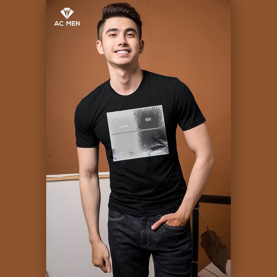 Áo thun nam in hình trước ngực - ac men