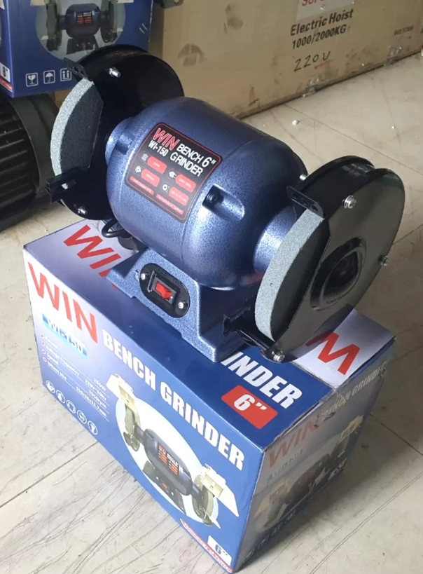 Máy mài 2 đá Win 150mm 6inch, công suất 250w - Máy mài dao kéo dùng điện 220v, máy mài 2 đầu - Kèm 2 kính bảo vệ, 2 vành chắn, 2 đá mài - Bảo hành 6 tháng - HẢI MY STORE