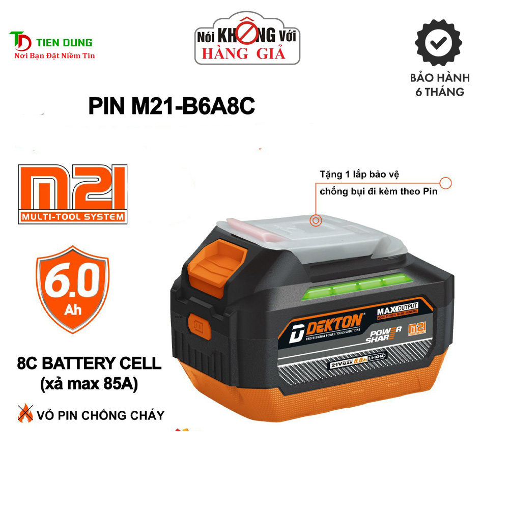 Pin 15cell 6a dekton m21-b6a8c chân pin phổ thông dòng xả max 85a