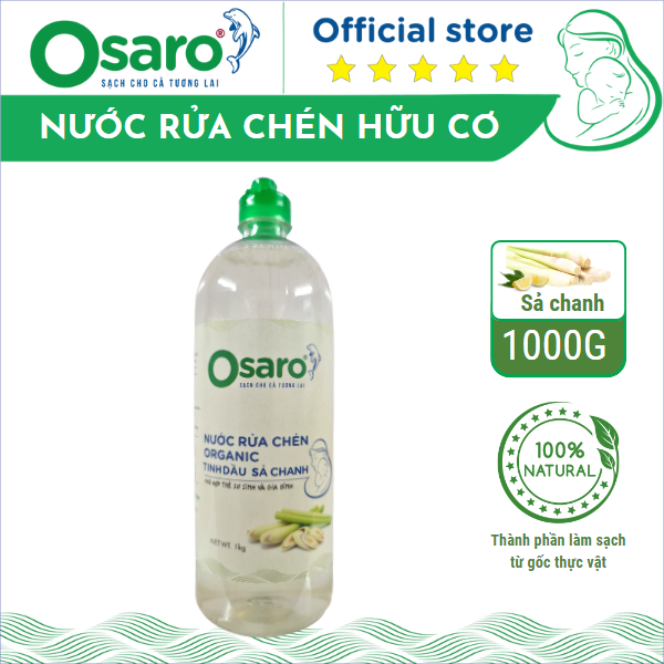 Nước rửa chén hữu cơ OSARO 1000g tinh dầu sả chanh