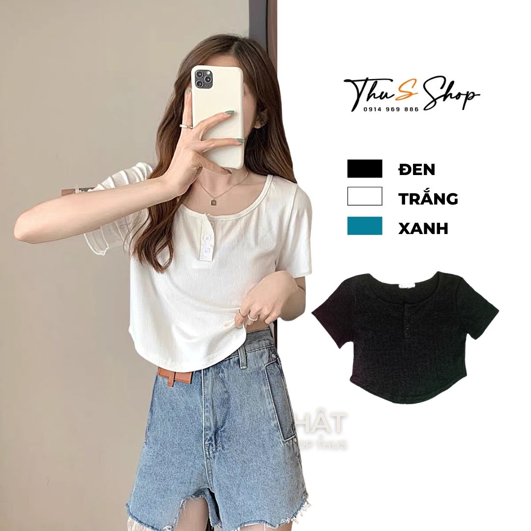Áo ngắn tay crt đuôi tôm kiểu croptop mặc hè bigsize chất thun cotton co dãn thoải mái thus783