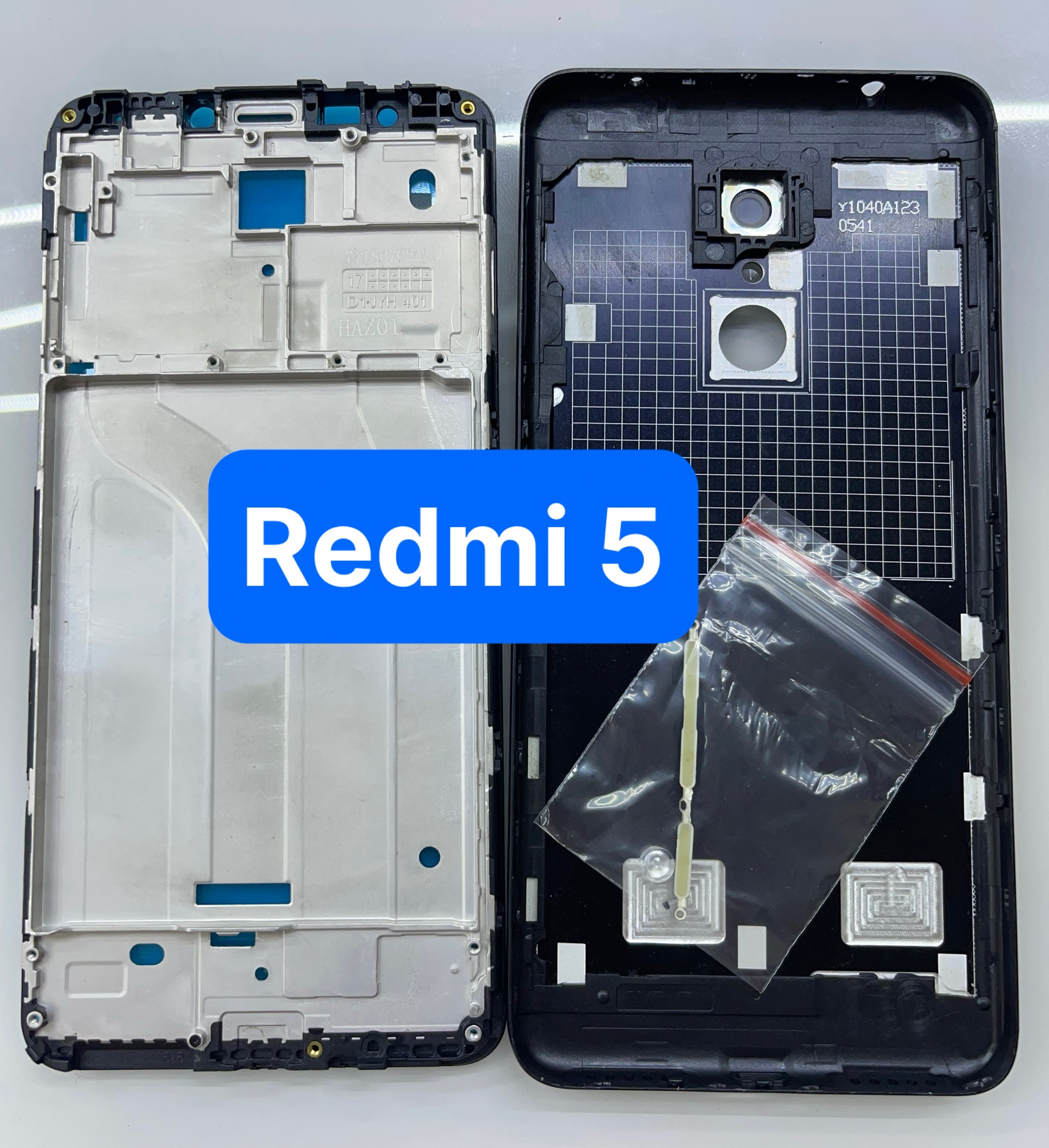 Bộ xương vỏ điện thoại zin xiaomi Redmi 5 - gồm lưng,sườn,phím, kính camera-ráp máy chuẩn